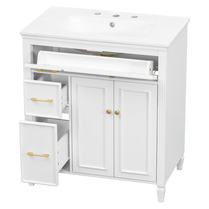 Freestanding Bathroom Vanity With Sink, Soft Close Door, Tip Out Drawer Noble House