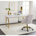 Lightmane - Writing Desk (Same Ac00900) - White High Gloss & Gold ACME