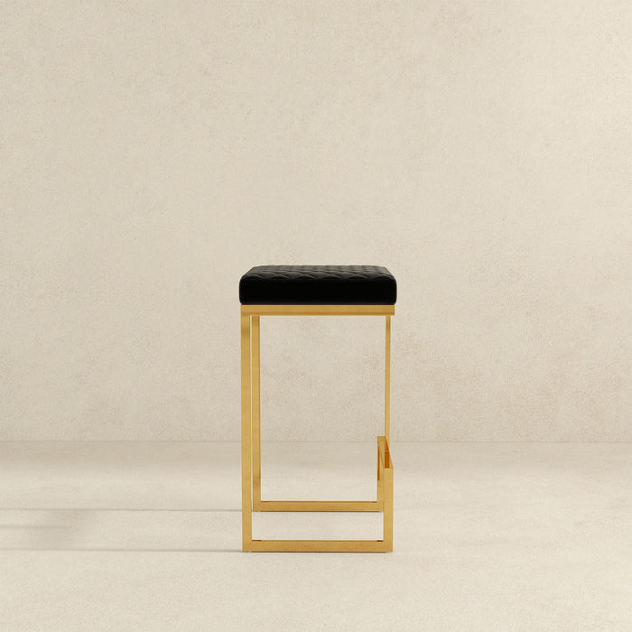 Joel - Upholstered Stool - Black / Gold Ashcroft Furniture