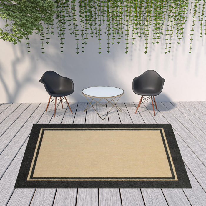 Outdoor / Indoor Area Rug - Beige / Black