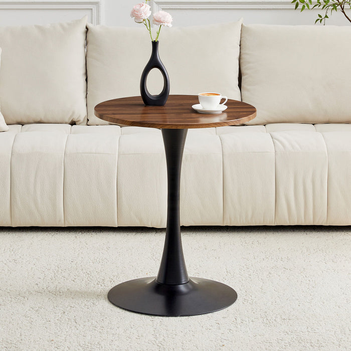 Round Dining Table With Thickened Engineered Wood Top And Metal Pedestal, 23.6" Diameter For Kitchen, Living Room, Or Small Spaces Home Essentials