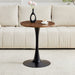 Round Dining Table With Thickened Engineered Wood Top And Metal Pedestal, 23.6" Diameter For Kitchen, Living Room, Or Small Spaces Home Essentials