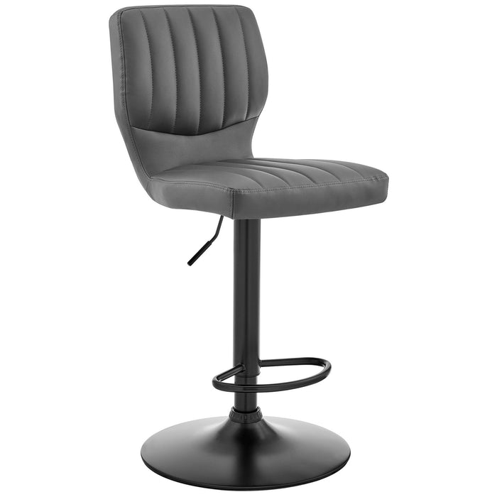 Faux Leather Textured Adjustable Bar Stool - Gray