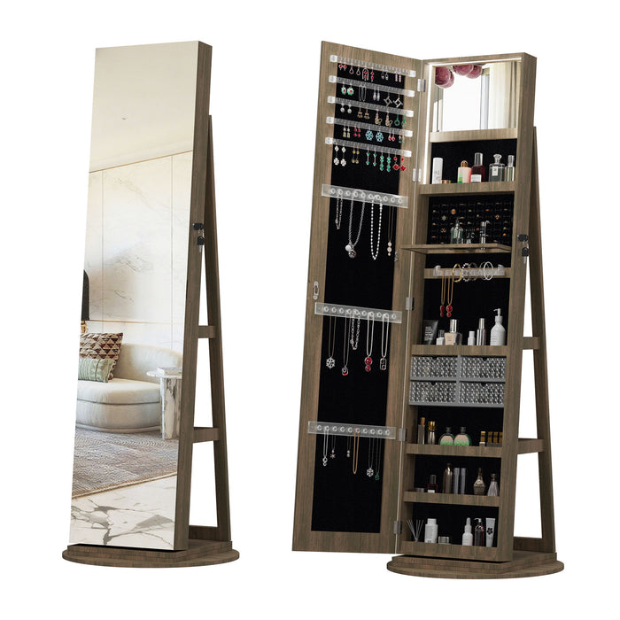 Swivel Jewelry Cabinet With Full Length Mirror Daily Nest