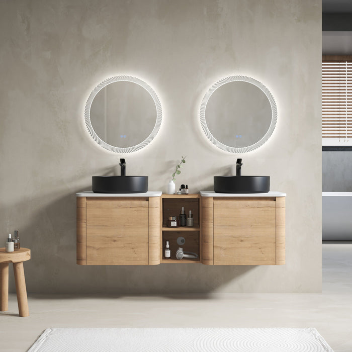 Wall Mounted Bathroom Vanity With Art Sink, 1 Storage Shelf, Soft Close Door Home Essentials
