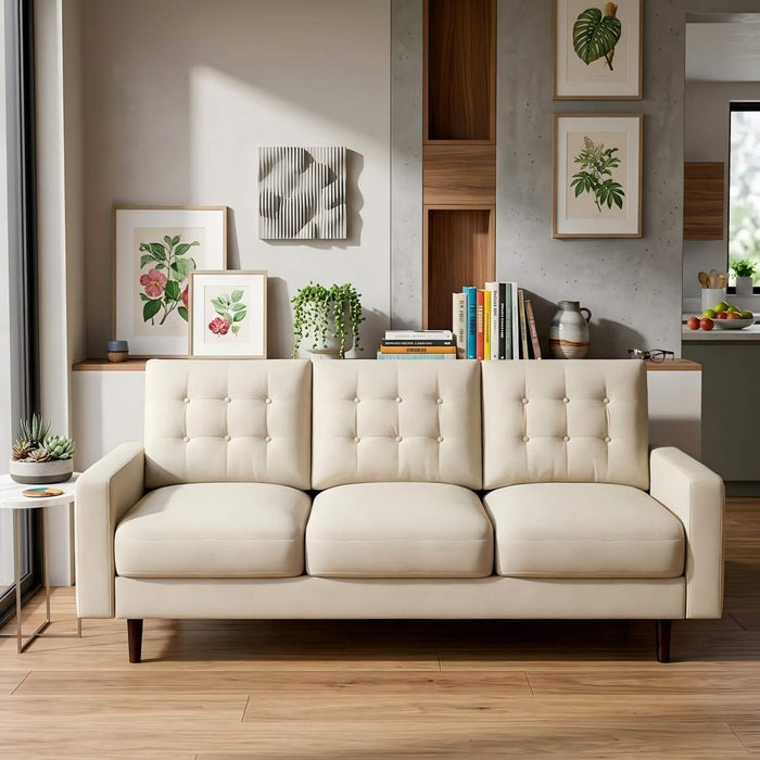 3 Seat Sofa Couch With Tufted Back Upholstered Couch For Living Room US Pride