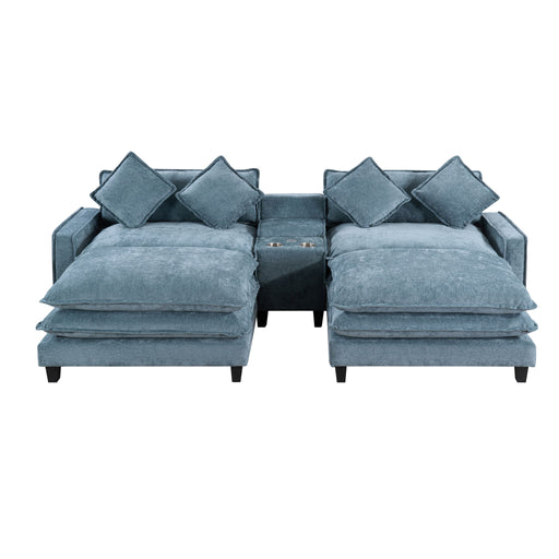 Modern Sectional Sofa With Removable Ottomans, USB Ports Hearth and Haven