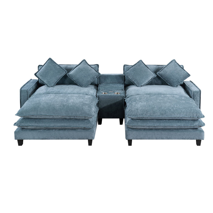 Modern Sectional Sofa With Removable Ottomans, USB Ports Hearth and Haven