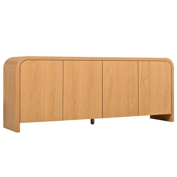 Curved Edge TV Stand With Large Cabinets Hearth and Haven