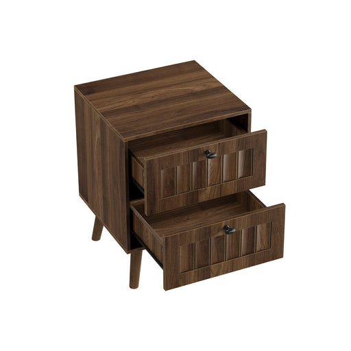 Double Drawer Bedside Table (Set of 2) - Walnut Home Essentials