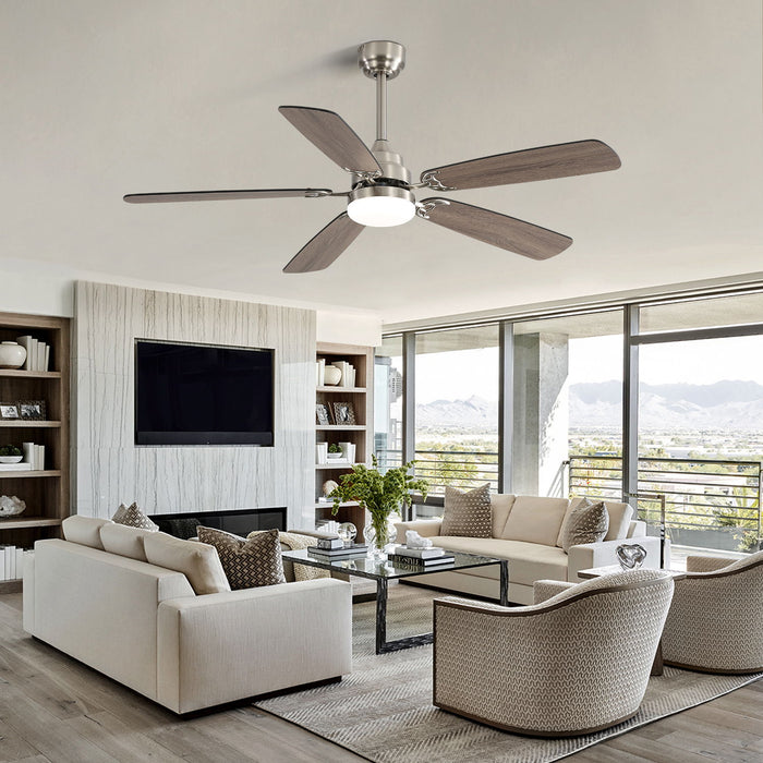 Ceiling Fan With LED Light, 6 Speed Wind, 5 Blades, Remote Control DC Motor