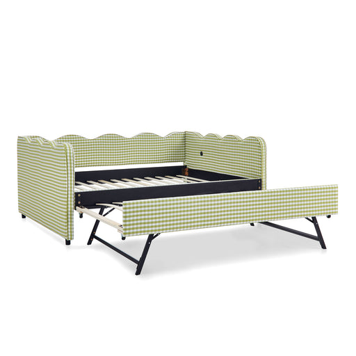 Gingham Daybed & USB Charging Port, Wave-Shaped Design Home Essentials