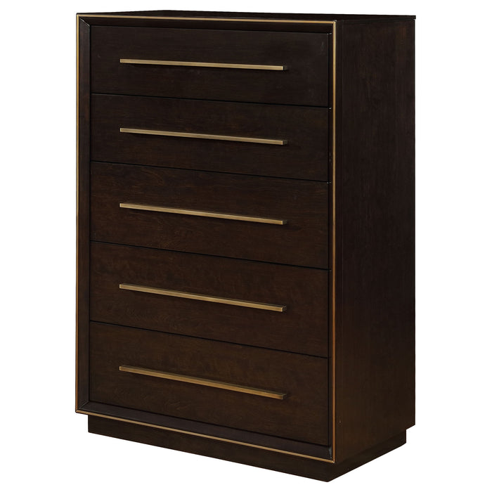 Prescott - 5 Drawer Chest - Brown Furniture Max