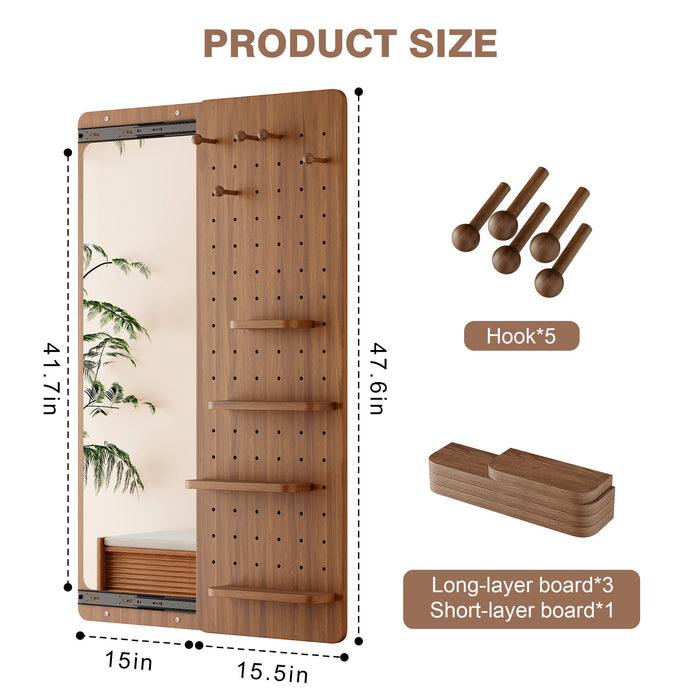 Wall Mounted Full Length Mirror With Shelf And Hook Daily Nest