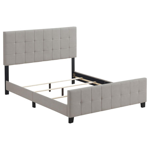 Queen Panel Bed Tufted Upholstered With Tapered Legs - Beige Furniture Max