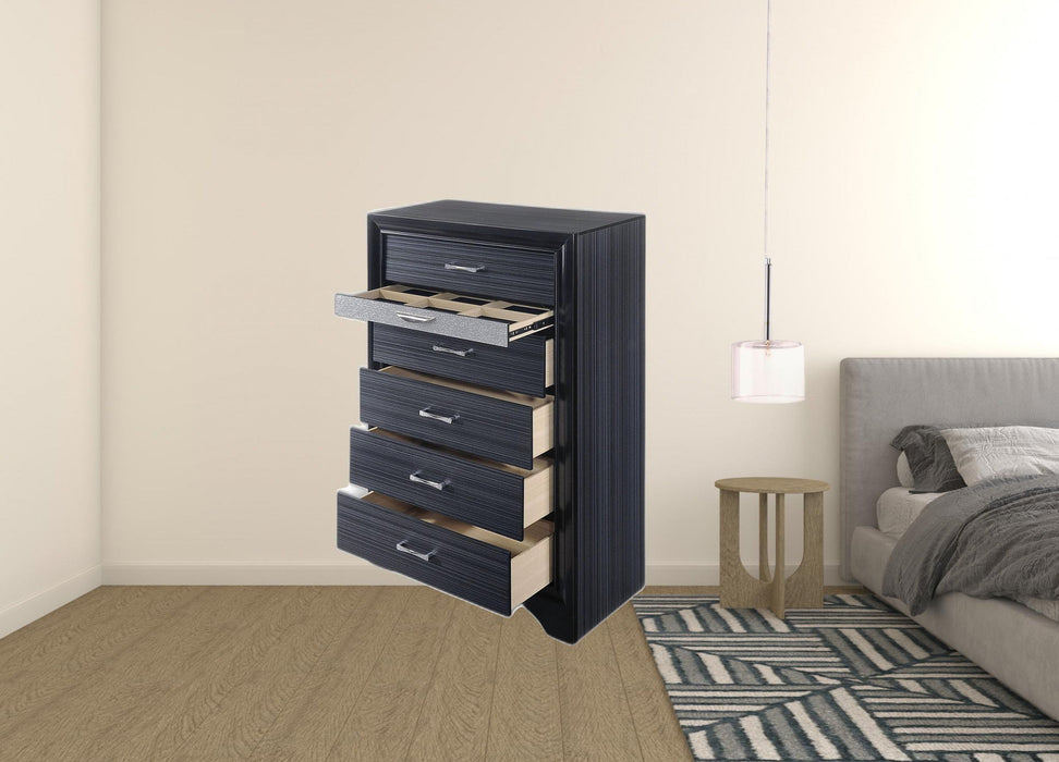 Solid Wood Six Drawer Chest - Black