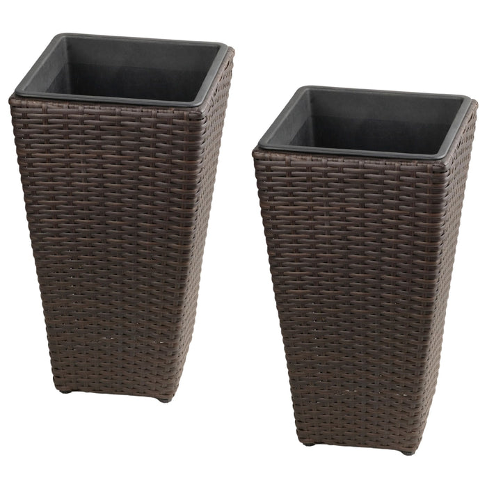 Solhome - Indoor / Outdoor Decorative Planter With Removable Insert (Set of 2) - Brown Ebony Daily Nest