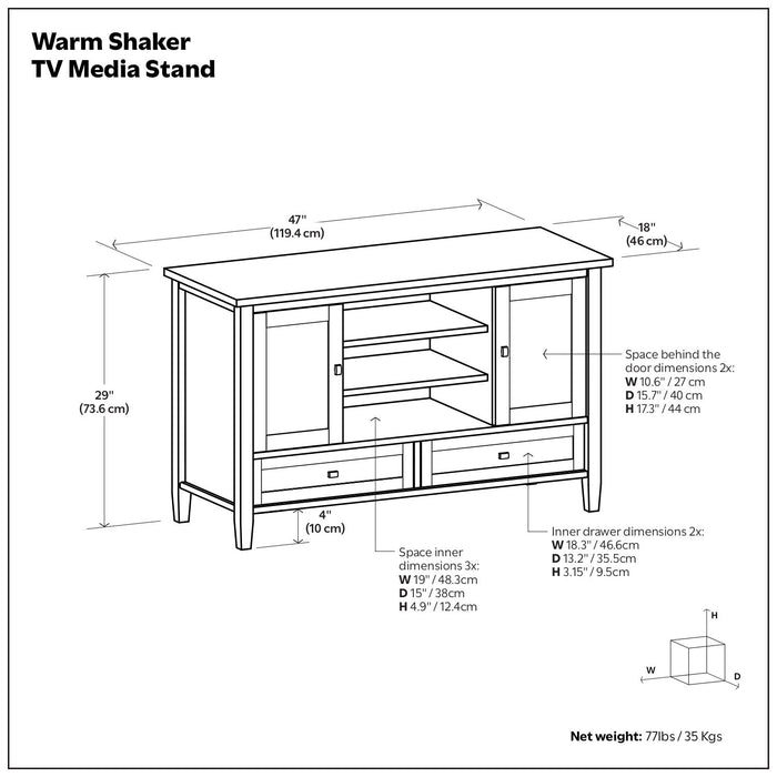 Warm Shaker - TV Media Stand Handcrafted Simpli-Home