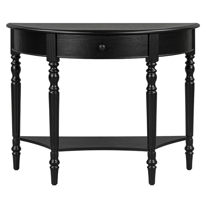 Half Moon Console Table With Drawer & Shelf Hearth and Haven