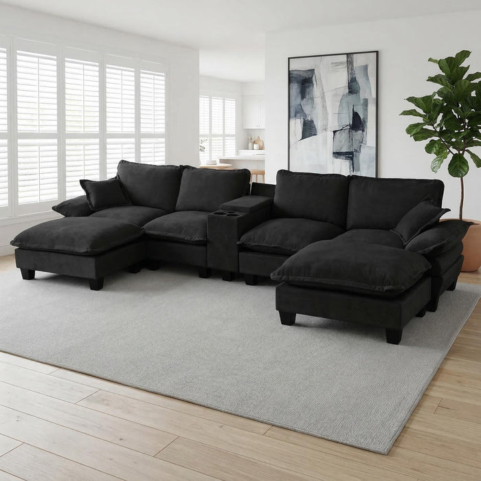 Modular Cloud Couch Sofa With Cup Holders & Storage, USB Port Home Essentials