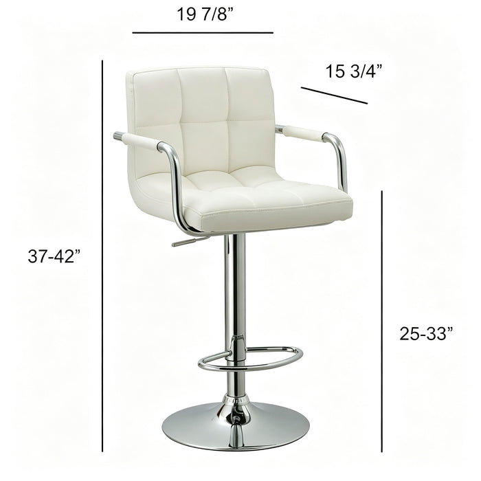 Adjustable Swivel Arm Bar Stool With Cushion - White Home Essentials
