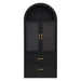 Arched Top Storage Cabinet With Fixed 2 Tier Shelves, 2 Large Drawers Noble House