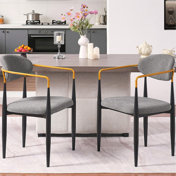 Modern Upholstered Dining Chair With Accented Armrests (Set of 2) Home Essentials