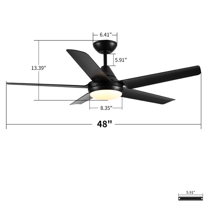 Ceiling Fan With Lights And Remote Control, Reversible DC Motor, 6 Speeds, 3 Cct Dimmable LED, Quiet Timer For Indoor - Black Daily Nest