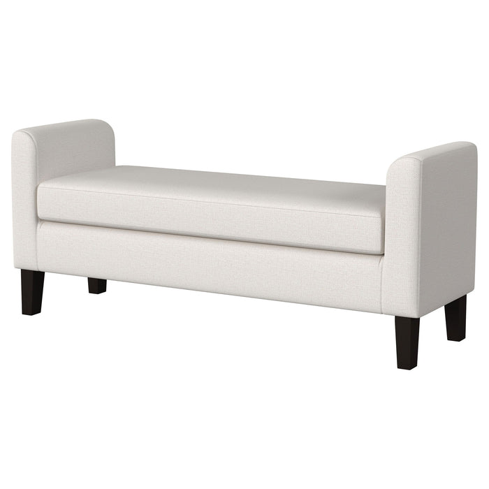 Hollis - Upholstered Accent Bench With Armrests Seating - Vanilla White Furniture Max