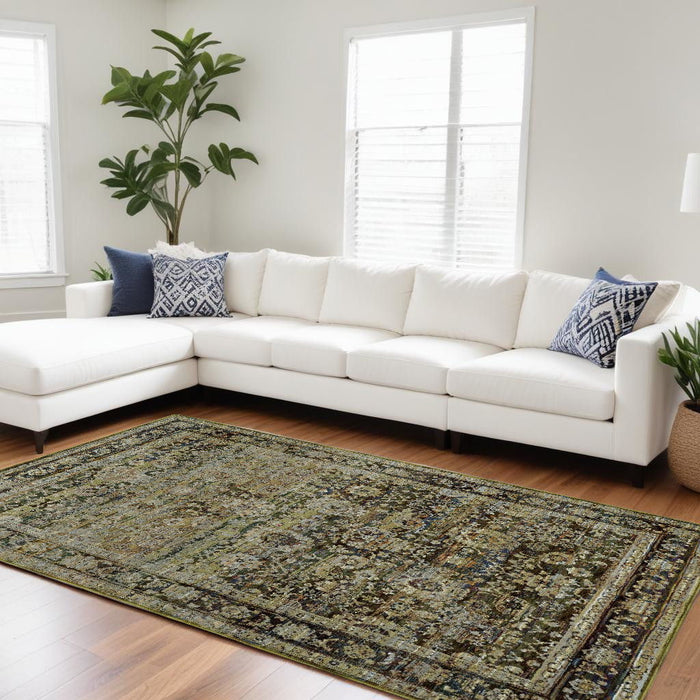 8' x 10' Floral Area Rug - Green And Brown