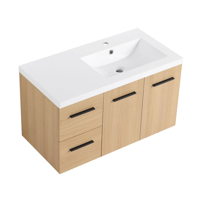 Wall Mounted Floating Bathroom Vanity With Sink, Door & Drawers Modular Cabinet Home Essentials
