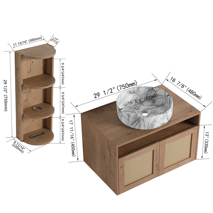 Bathroom Vanity & Art Sink And Storage Rack, Float Mounting Design Home Essentials