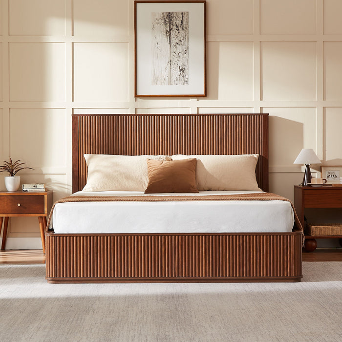 Wave Pattern Headboard Platform Bed Frame Hearth and Haven