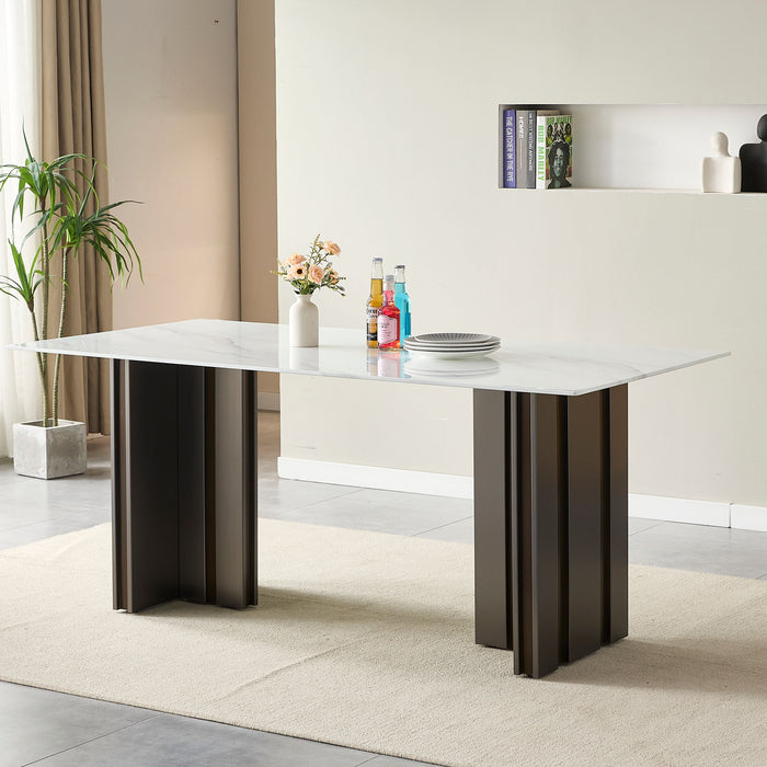 Rectangular Dining Table - Gray / White Home Essentials