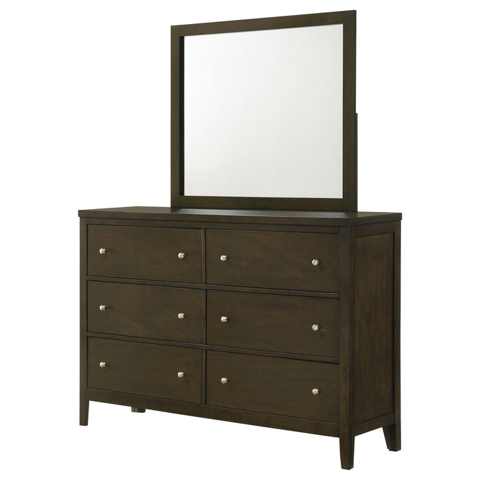 Clement - 6 Drawer Dresser With Mirror - Dark Coffee Furniture Max