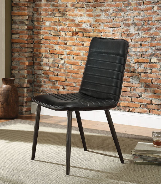 Hosmer - Side Chair Set of 2) - Black Top Grain Leather & Antique Black