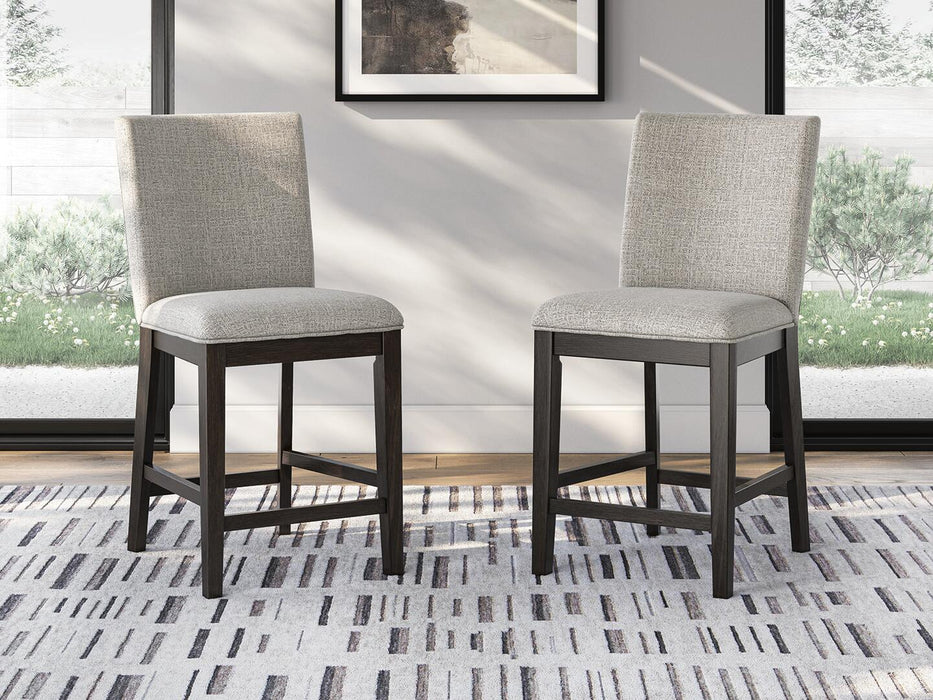 Neymorton - Upholstered Barstool (Set of 2) - Dark Grayish Brown Signature Design by Ashley®