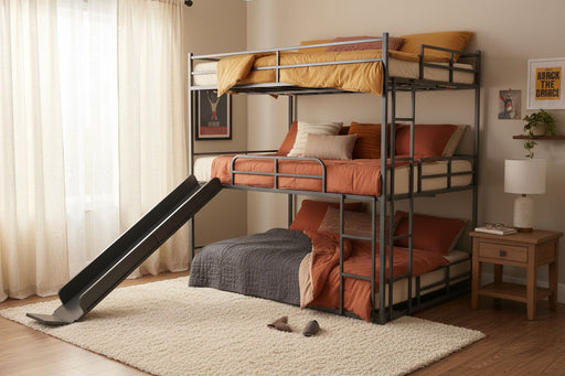 Twin Size House Loft Bed With Slide And Ladder - Black Home Essentials
