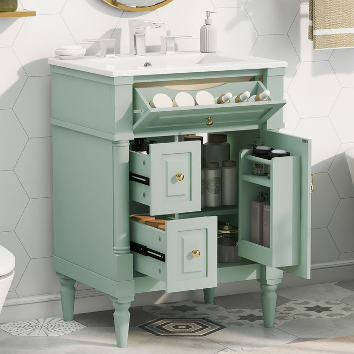 Freestanding Bathroom Vanity With Sink, Adjustable Shelf & Flip Drawer Hearth and Haven