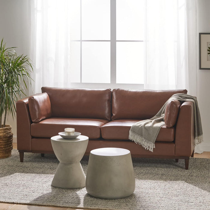 3 Seater Sofa - Light Brown - Faux Leather / PU