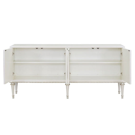 Ansaldo - Console Cabinet - Pearl White & Silver Shimmer ACME