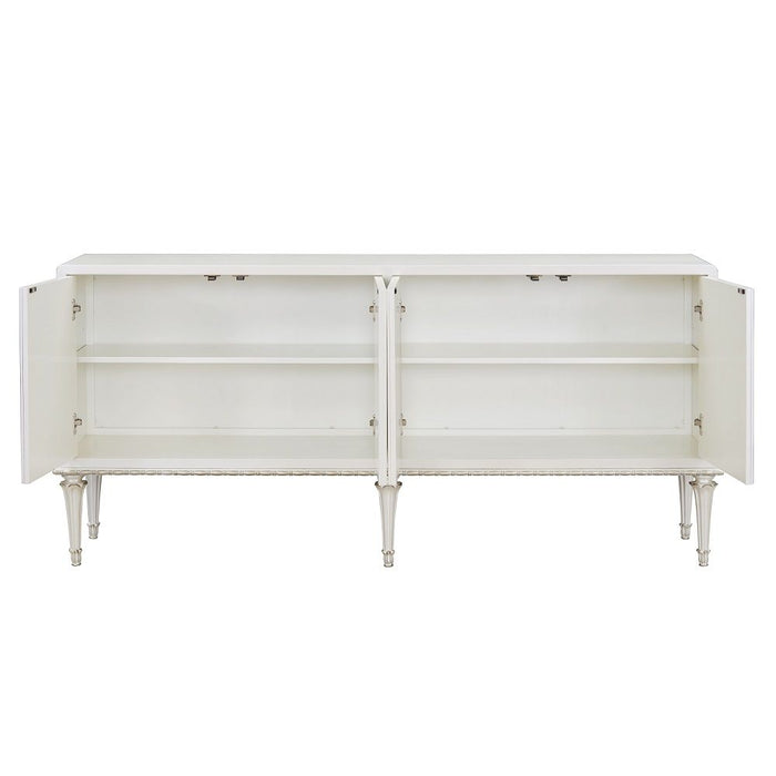 Ansaldo - Console Cabinet - Pearl White & Silver Shimmer ACME