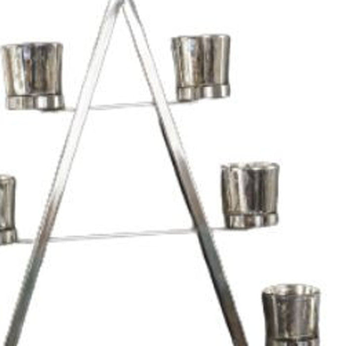26"H Stainless Steel Christmas Tree Tea Light Candle Holder - Silver