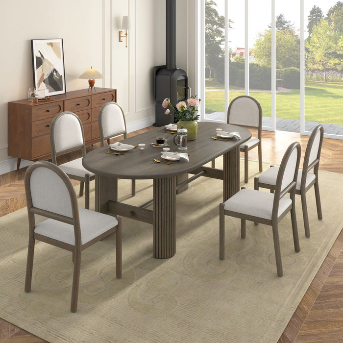 Oval Dining Table Set For 6 With 6 Upholstered Chairs Hearth and Haven