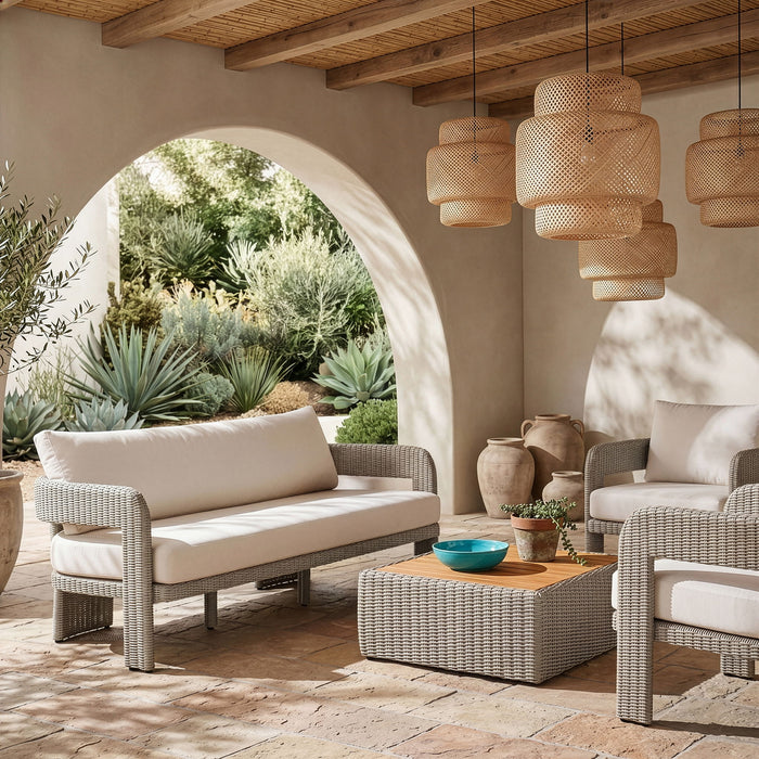 Sandbay - Olefin Water Resistant Fabric And Wicker Outdoor Patio Sofa Meridian Furniture