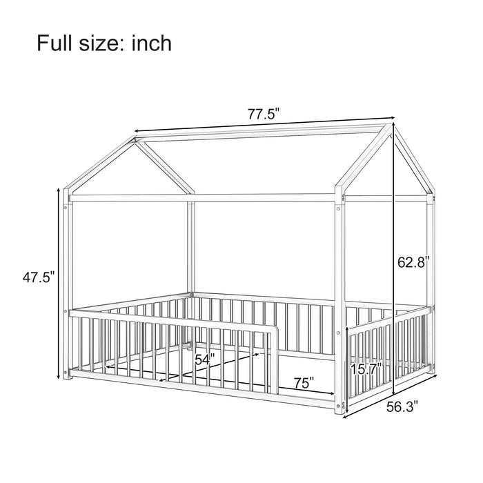 Montessori Floor Bed Frame With House Shape Hearth and Haven