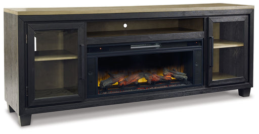 Foyland - 83" TV Stand With Electric Infrared Fireplace Insert - Black / Brown Signature Design by Ashley®