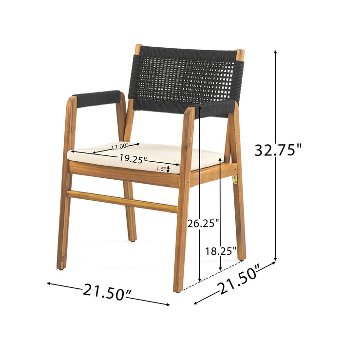 Outdoor Rustic Patio Acacia Bistro Set With Cushions Noble House