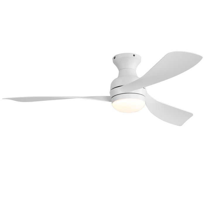52" Low Profile Ceiling Fan With Lights, Quiet Reversible DC Motor, Dimmable LED, 3 Blades - White Daily Nest
