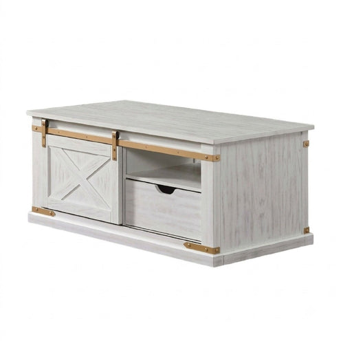 Coffee Table With Storage Drawer And Open Shelves - Antique White / Gold Home Essentials